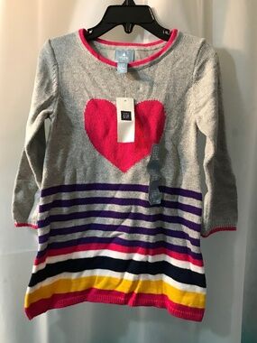 Baby Gap Heart & Stripes Knit Sweater Dress 2yrs Toddler Girls - from 2014 - NWT